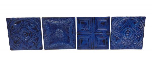 Tin Panels - Set of 4 Blue Antique Tin Panels