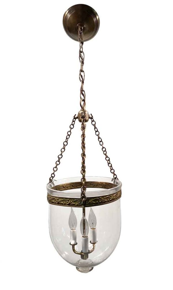 Wall & Ceiling Lanterns - 19th Century English 10.25 in. Clear Bell Jar Pendant Lantern