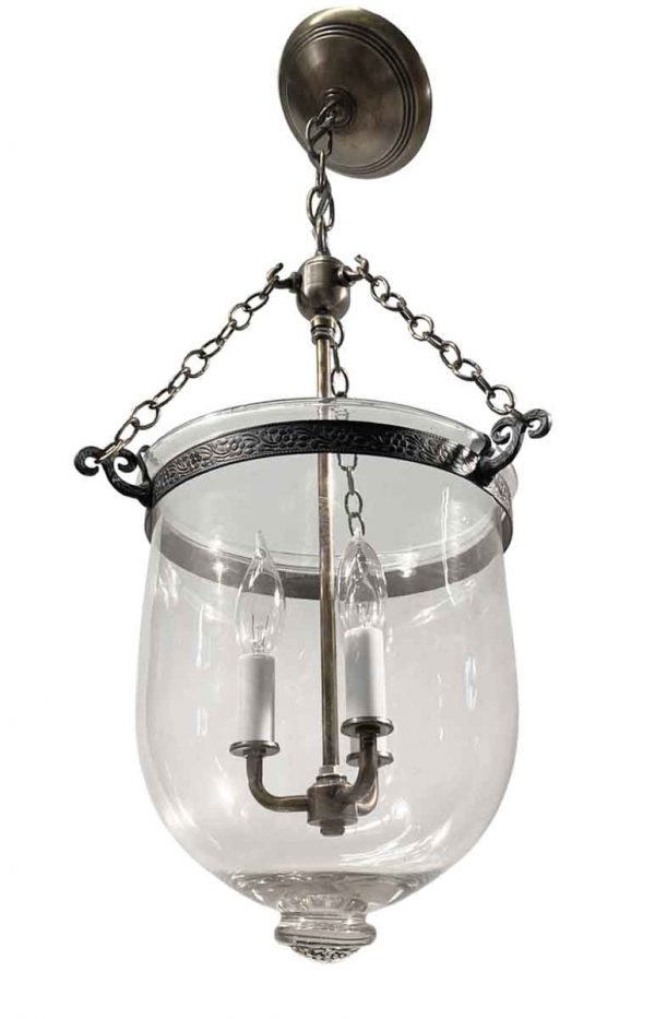 Wall & Ceiling Lanterns - 19th Century English 9.5 in. Clear Bell Jar Pendant Lantern