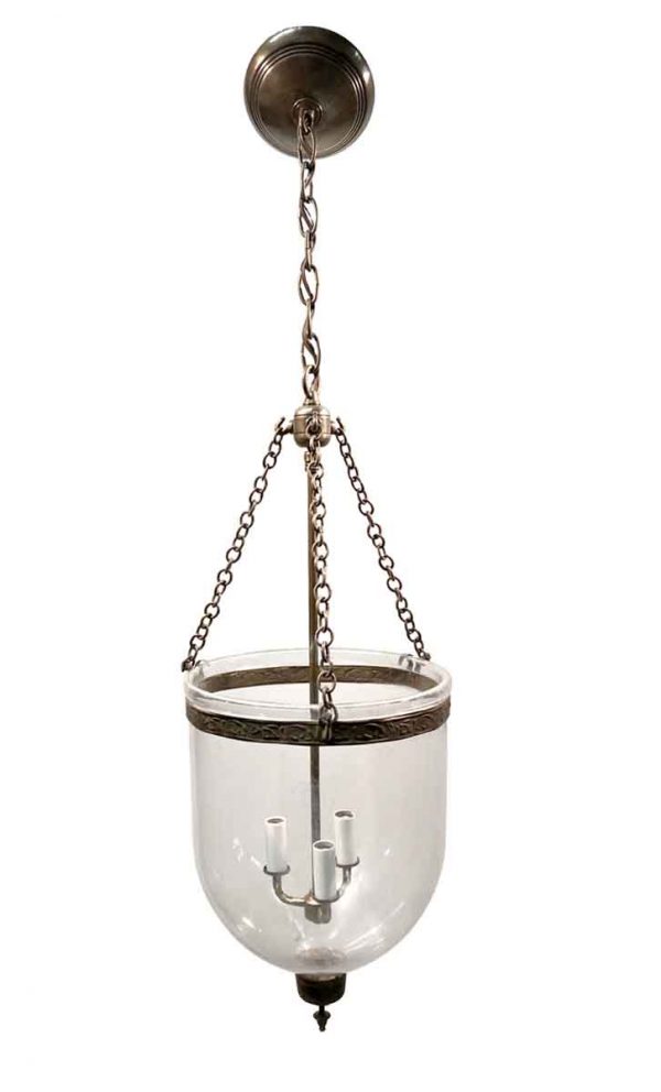 Wall & Ceiling Lanterns - 19th Century English 9.75 in. Clear Bell Jar Pendant Lantern