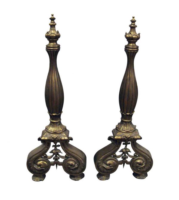 Andirons - Turn of the Century French Fireplace Bronze Andirons