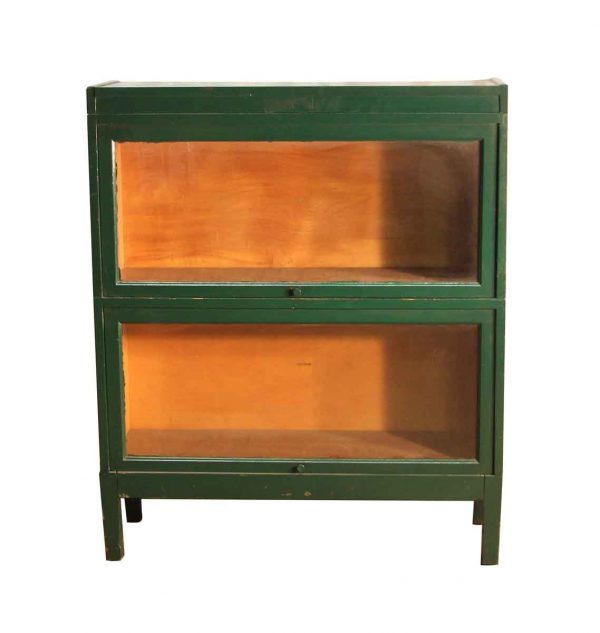 Bookcases - Mid Century Green Wooden Barrister Cabinet