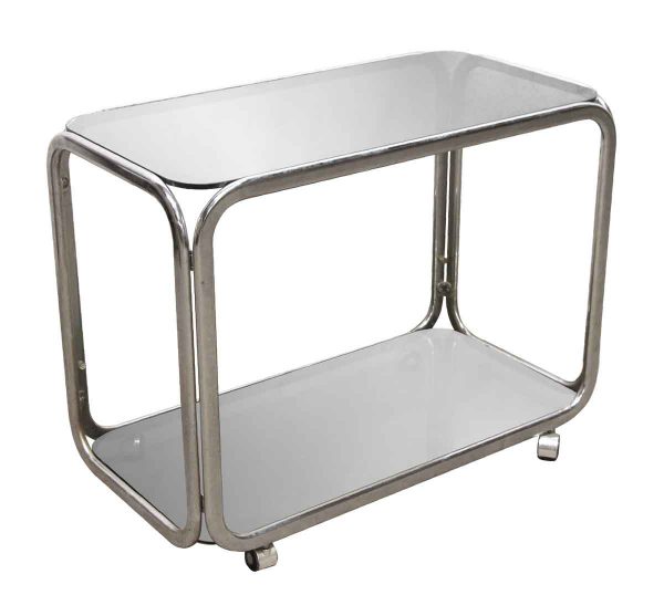 Carts - Imported Metal Bar Cart with Dark Glass Shelves