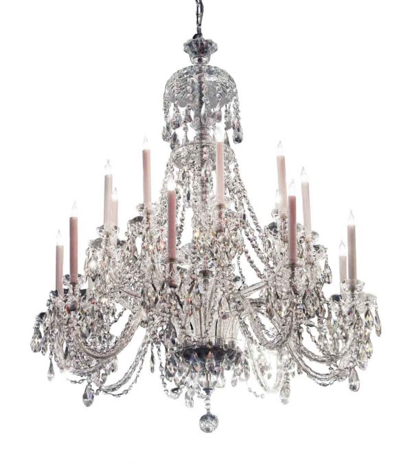 Chandeliers - 1960s Grand Waterford 18 Arm Crystal Chandelier