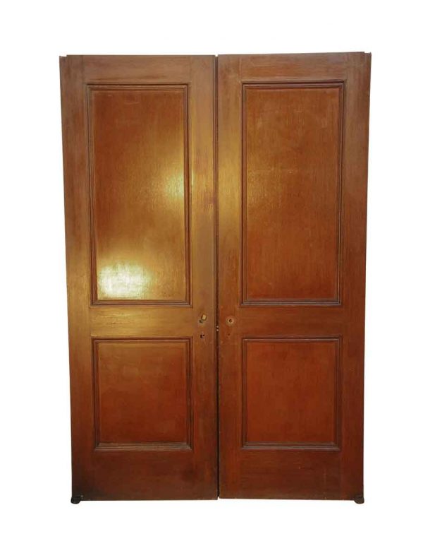 Commercial Doors - Antique 2 Pane Oak Swinging Passage Double Doors 89.25 x 60.5
