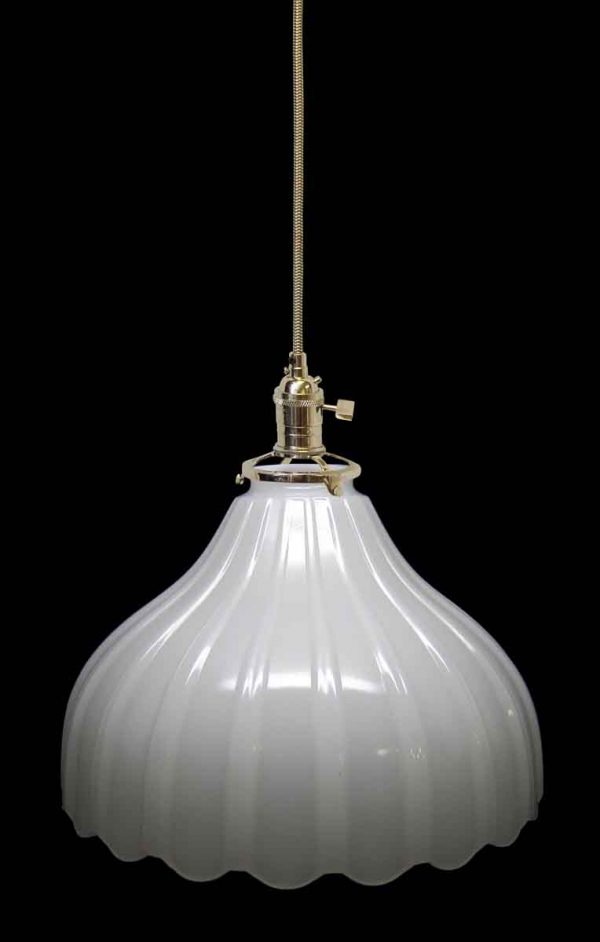 Down Lights - Custom Antique White Milk Glass 10.125 in. Pendant Light