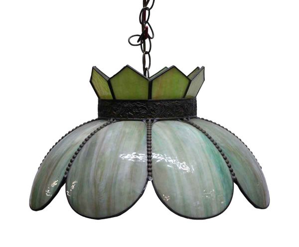 Down Lights - Traditional Tiffany Green Stained Glass Pendant Light