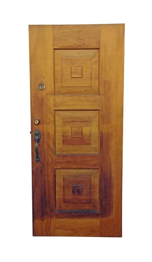 Entry Doors - Antique 3 Pane Solid Maple Entry Door 82.5 x 35.75