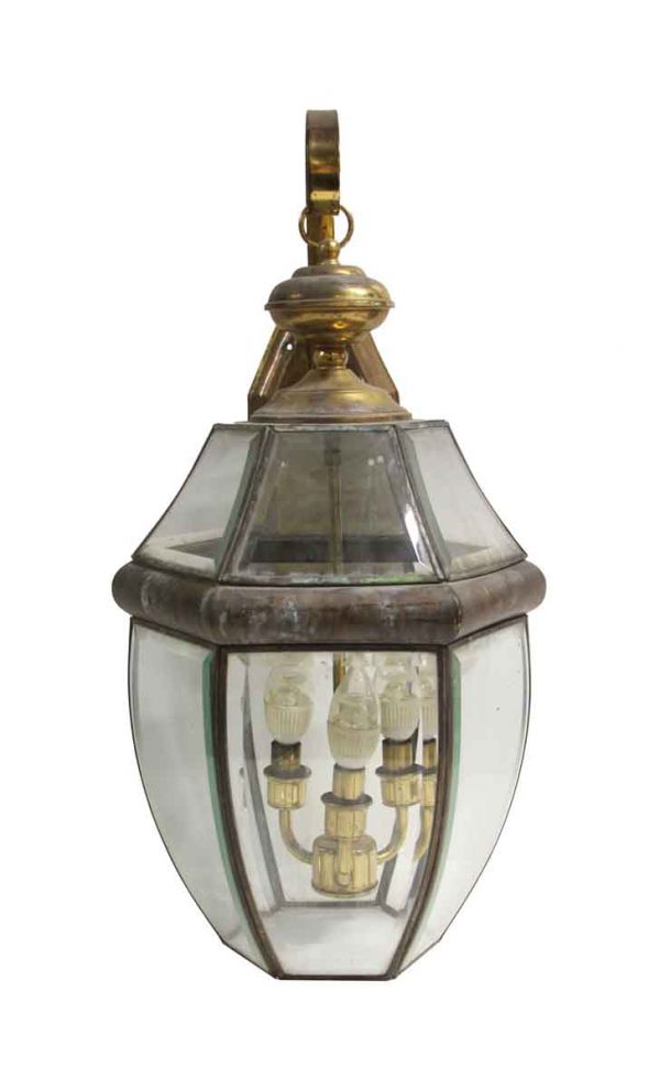 Exterior Lighting - Antique Traditional Glass & Brass Exterior Lantern Wall Sconce