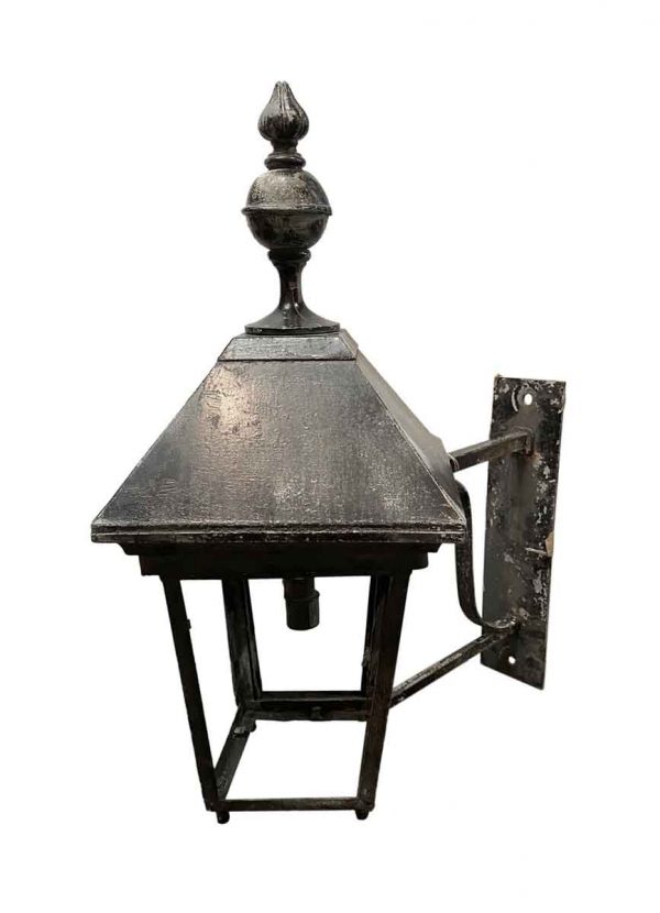 Exterior Lighting - Early 20th Century Pair of Large Black Tole Outdoor Sconces