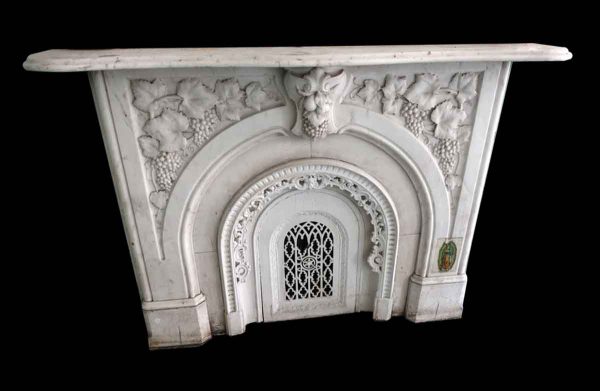 Marble Mantel - Carved Carrara Marble Mantel with Grape and Vine Motif