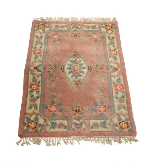 Rugs & Drapery - Rose Pink Plush 6 ft x 3.5 ft Floral Area Rug