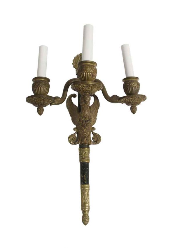 Sconces & Wall Lighting - French Empire Bronze Swan Motif Wall Sconce