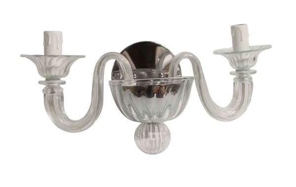 Sconces & Wall Lighting - Modern Hand Blown Murano Glass Polished Nickel Back Sconce