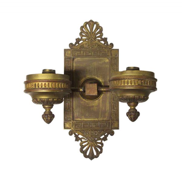 Sconces & Wall Lighting - Neoclassical Greek Key Bronze Bank Wall Sconce