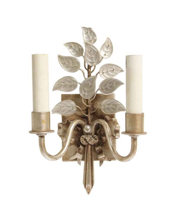 Sconces & Wall Lighting - New Bagues Style Silver Leaf Finish Wall Sconce