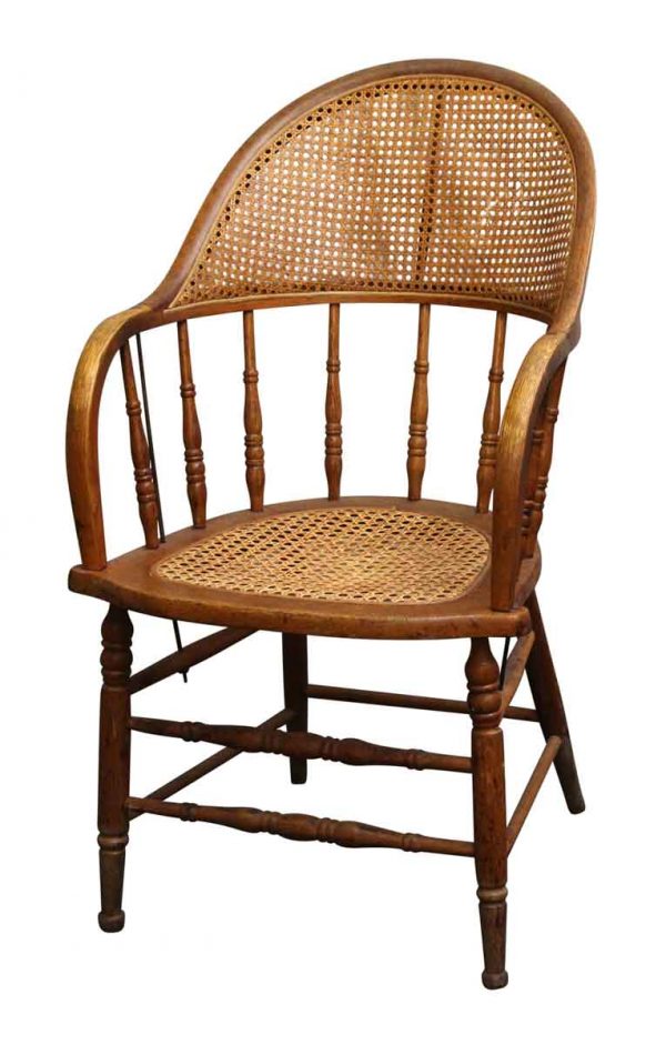 Seating - Large Spindle Back Wood & Wicker Chair