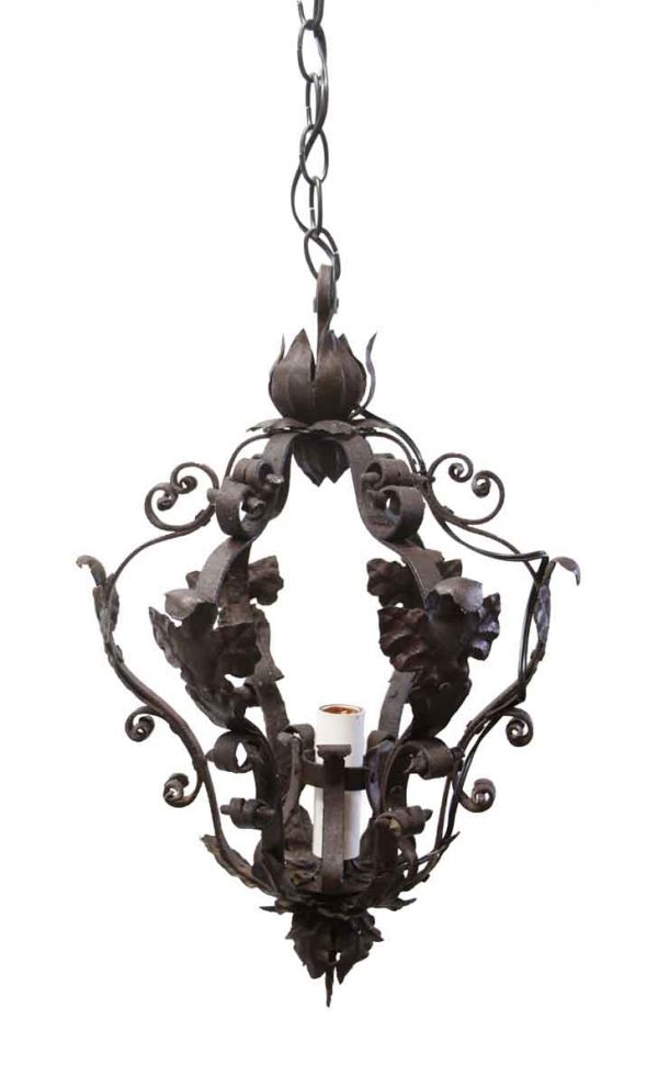 Wall & Ceiling Lanterns - Antique French Hand Forged Wrought Iron Lantern