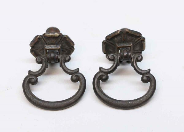 Cabinet & Furniture Pulls - Antique Traditional Pair of Brass Drop Pulls