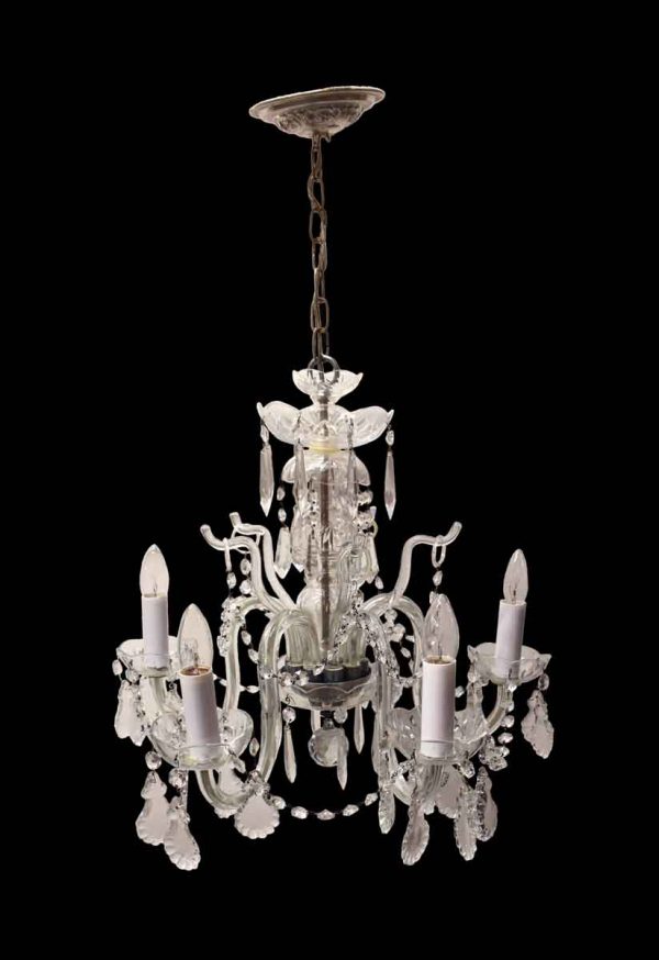 Chandeliers - Early 20th Century Petite 5 Arm Crystal Chandelier