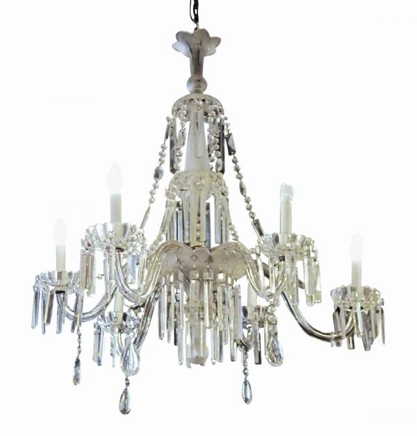 Chandeliers - Restored French Frosted & Cut Glass & Crystal Chandelier