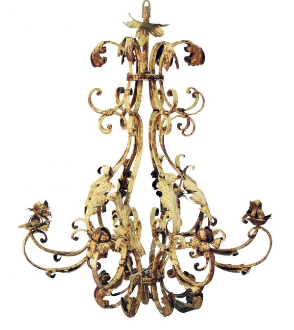 Chandeliers - Wrought Iron Floral and Foliage Chandelier 8 Arm