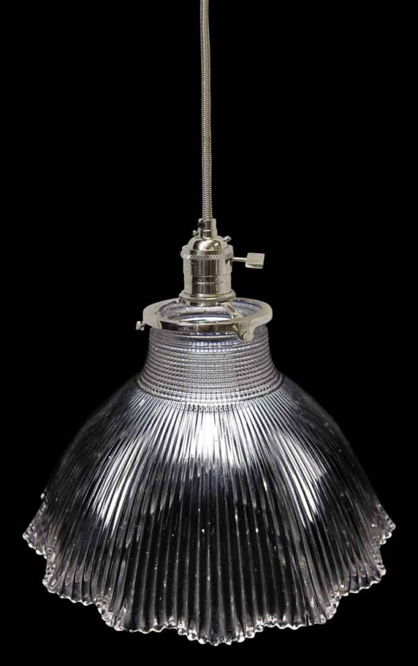 Custom Antique 7.625 in. Holophane Glass Pendant Light