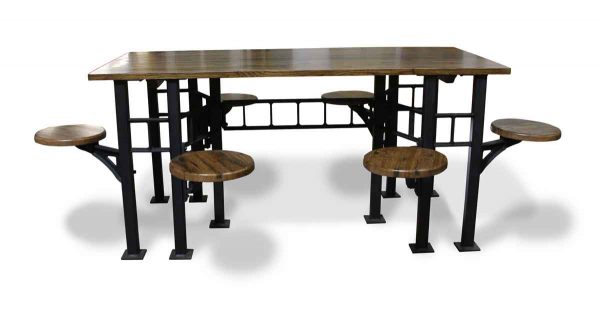 Farm Tables Etc. - Custom Six Seat Industrial Flooring Compact Swing Table