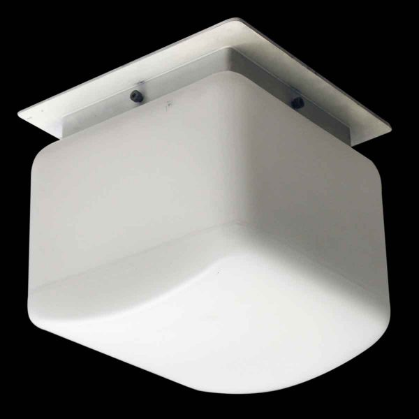 Flush & Semi Flush Mounts - Mid Century White Opaline Lumenform Flush Mount Light