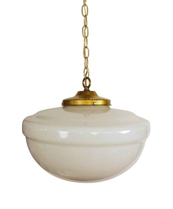 Globes - Vintage Rounded Milk Glass 16 in. Schoolhouse Pendant Light