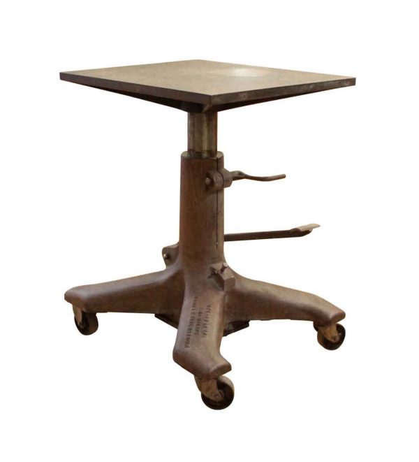 Industrial - Industrial Cast Iron Adjustable Table with Casters