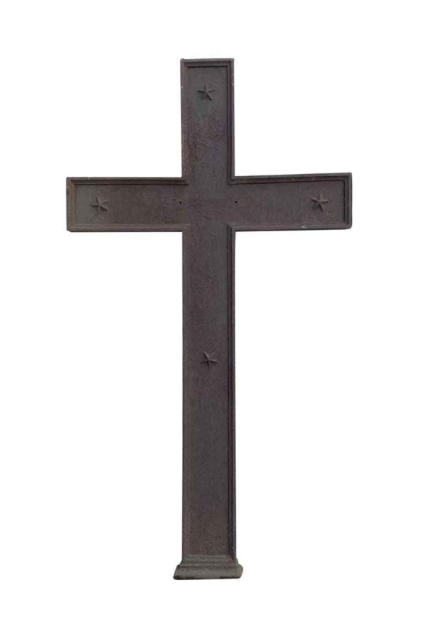 Religious Antiques - Antique 53 in. H Cast Iron Cross with Star Motif
