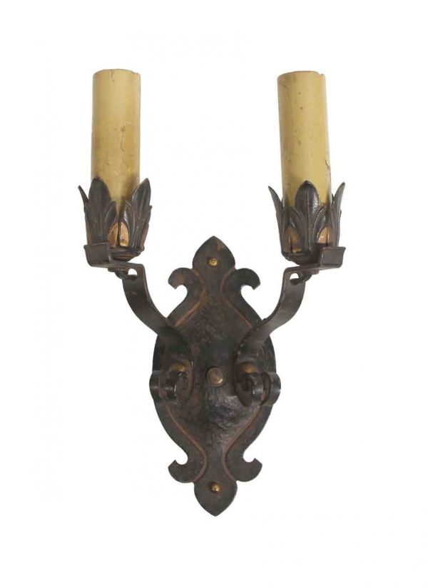 Sconces & Wall Lighting - Antique Wrought Iron Arts & Crafts Wall Sconce