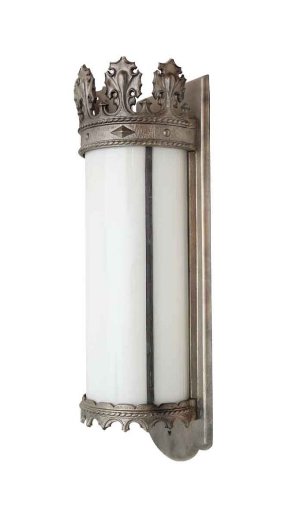 Sconces & Wall Lighting - Gothic Nickel Lantern Sconce with Milk Glass