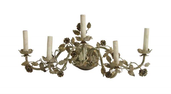 Sconces & Wall Lighting - Italian Five Light Wide Floral Metal Wall Sconce