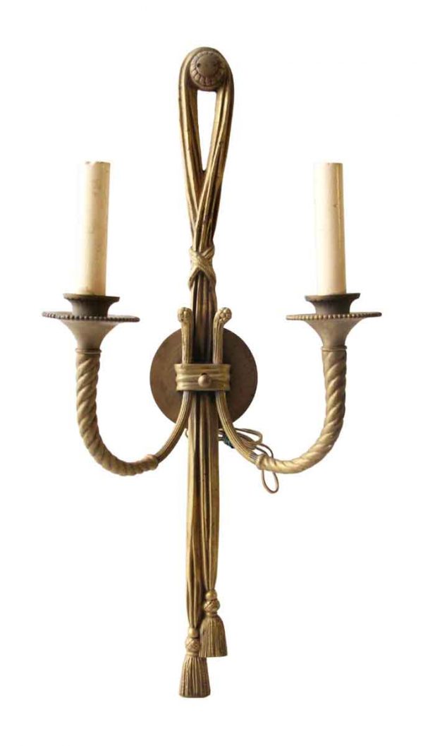 Sconces & Wall Lighting - Neoclassical Gold Gilded Two Arm Brass Wall Sconce