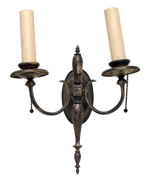 Sconces & Wall Lighting - Neoclassical Silver over Bronze Sconce with Slender design