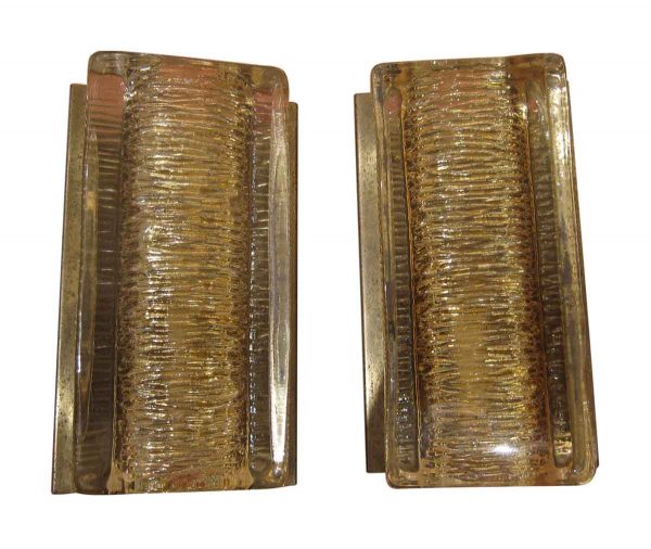 Sconces & Wall Lighting - Pair of Textured Glass Danish Wall Sconces