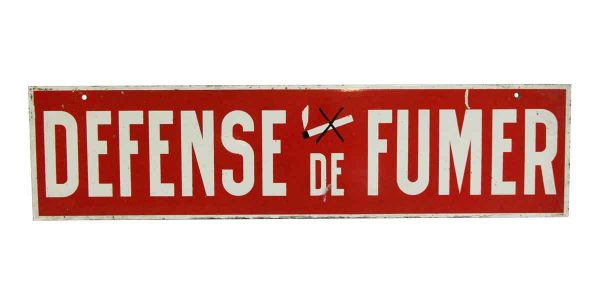 Vintage Signs - Imported Red & White French No Smoking Sign