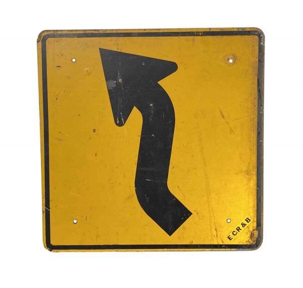 Vintage Signs - Reclaimed Aluminum United States Curvy Road Ahead Sign