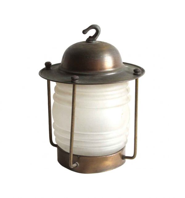Wall & Ceiling Lanterns - Antique Traditional Mini Brass & Frosted Glass Ceiling Lantern