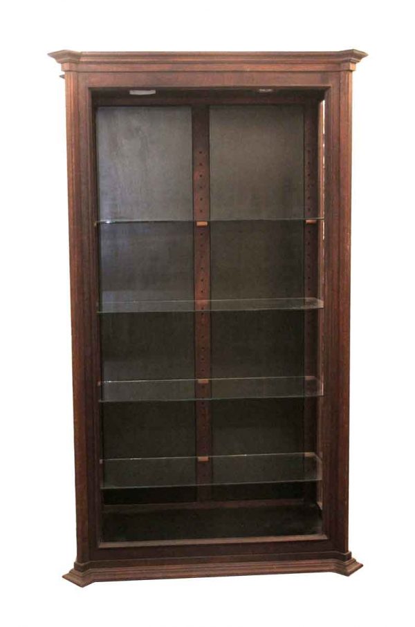 Commercial Furniture - 1970s Mahogany 7 ft Display Case with Glass Shelves