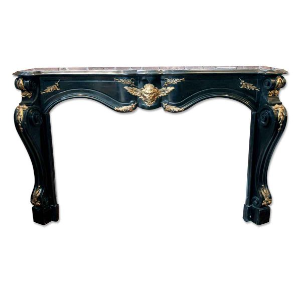 Danny Alessandro Mantels - Black French Marble Mantel with Bronze Detail & Hercules Mask