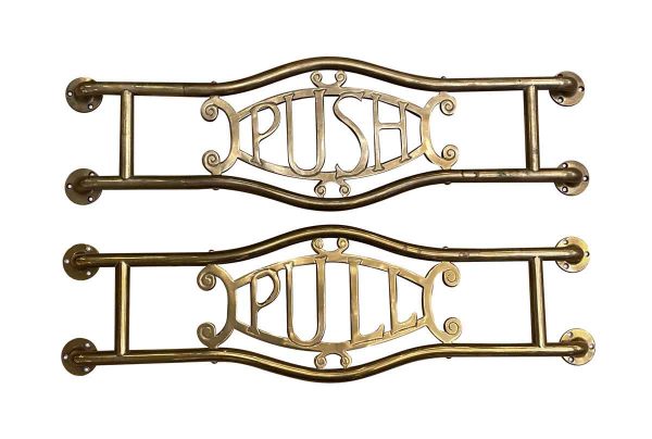 Door Pulls - Pair of Commercial Brass Door Push & Pull Bars