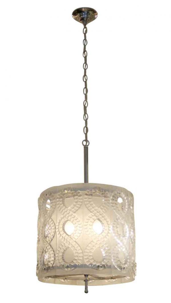 Drums - 20th Century Molded Crystal Pendant Light