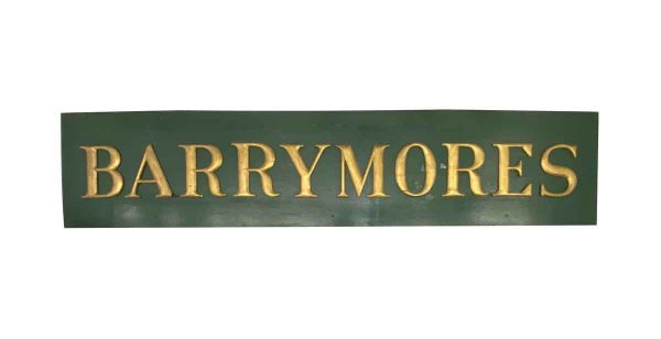 Famous Building Artifacts - Original NYC Barrymores Restaurant 14 ft Green Wood Sign
