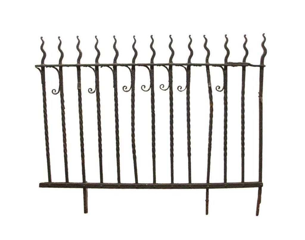 Antique Wrought Iron 4 ft Curled Fence Section | Olde Good Things