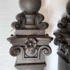 Railings & Posts - Pair of 1880s Ornate Cast Iron Newel Posts from Brooklyn NY