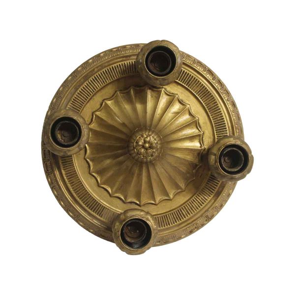 Flush & Semi Flush Mounts - Georgian Cast Metal Gold Painted 4 Bulb Pan Flush Mount