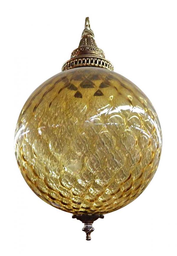 Globes - 1970s Amber Glass Globe Light